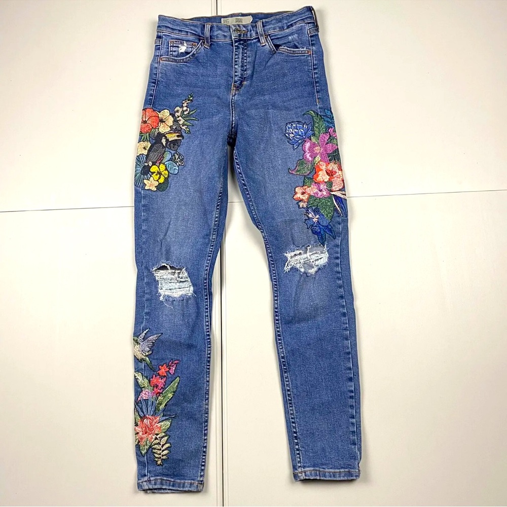 Top Shop Embroidered Jeans